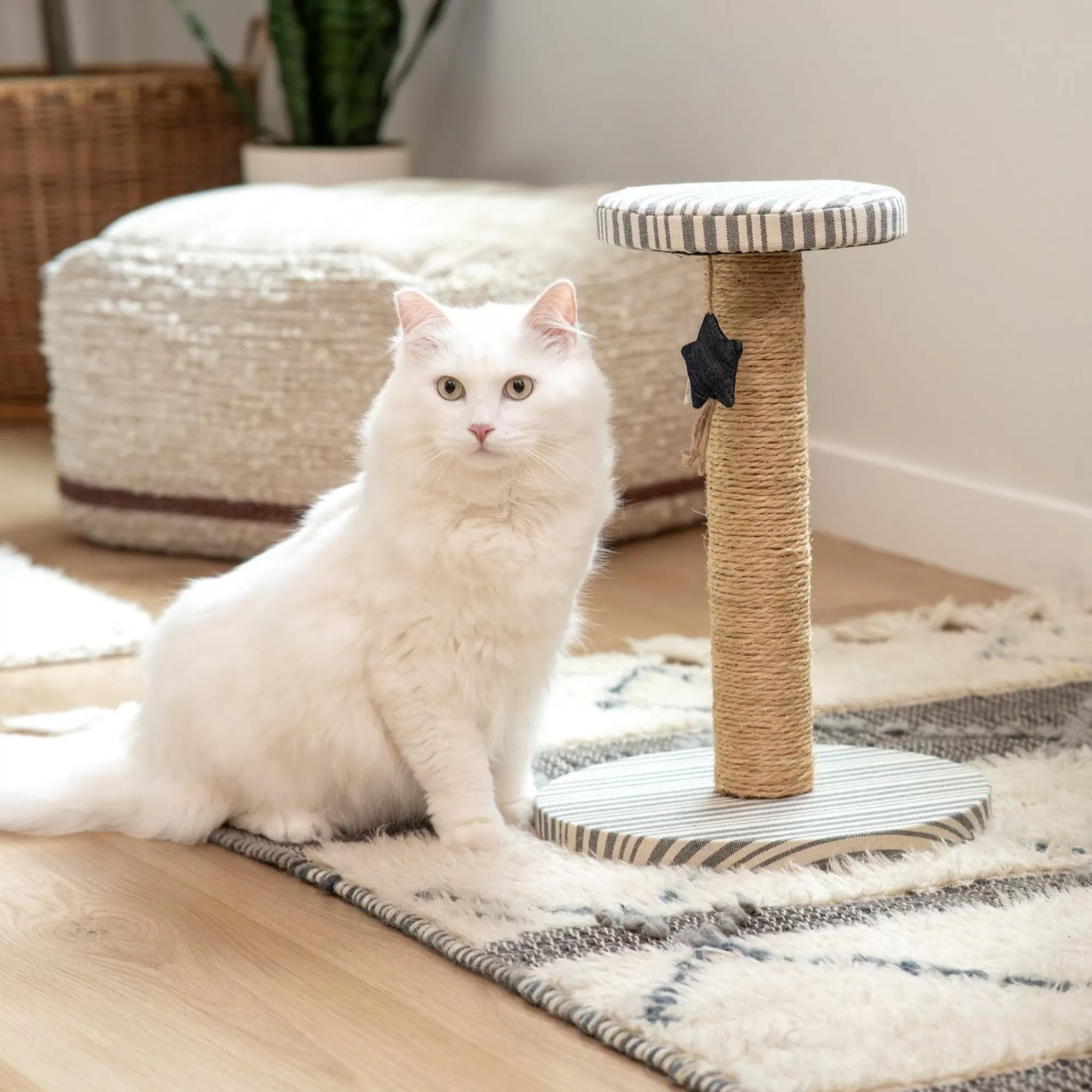 Clearance Denim Stripe Sisal Cat Scratching Post Toys