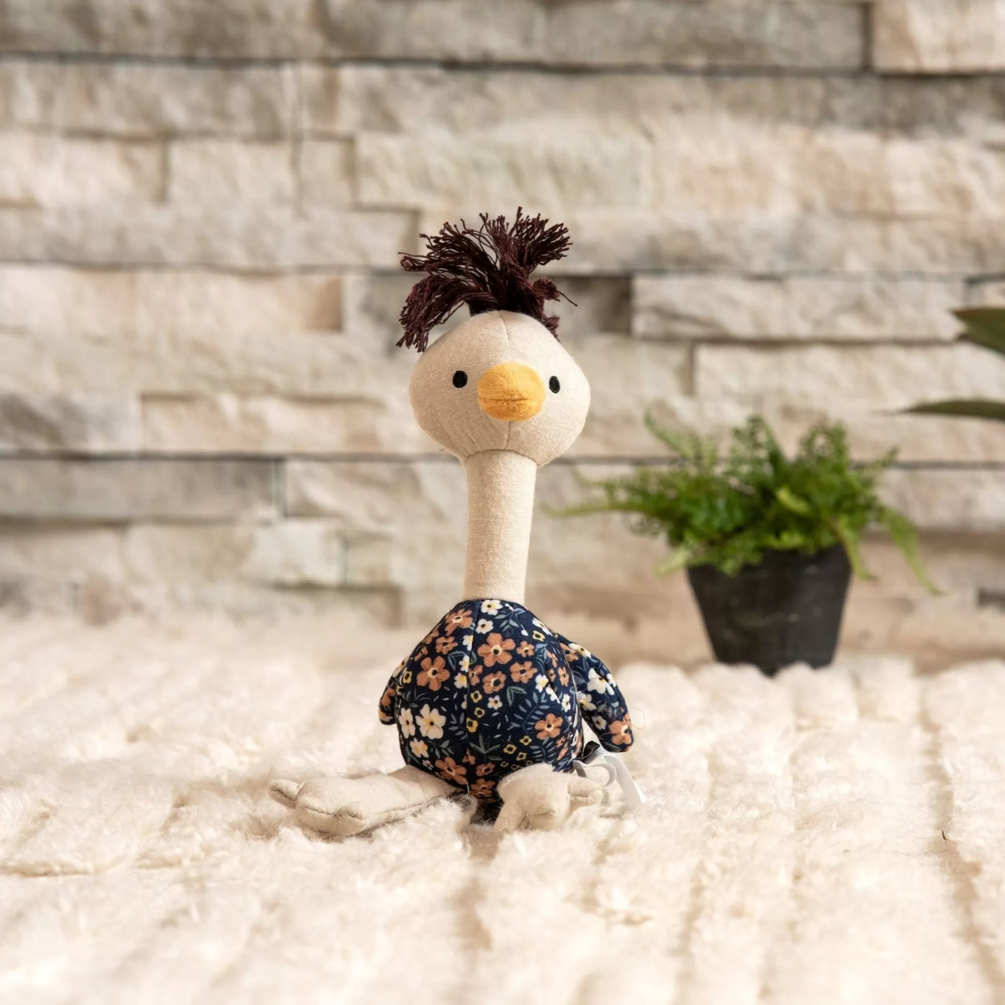 Outlet Floral Print Ostrich Dog Toy Plush