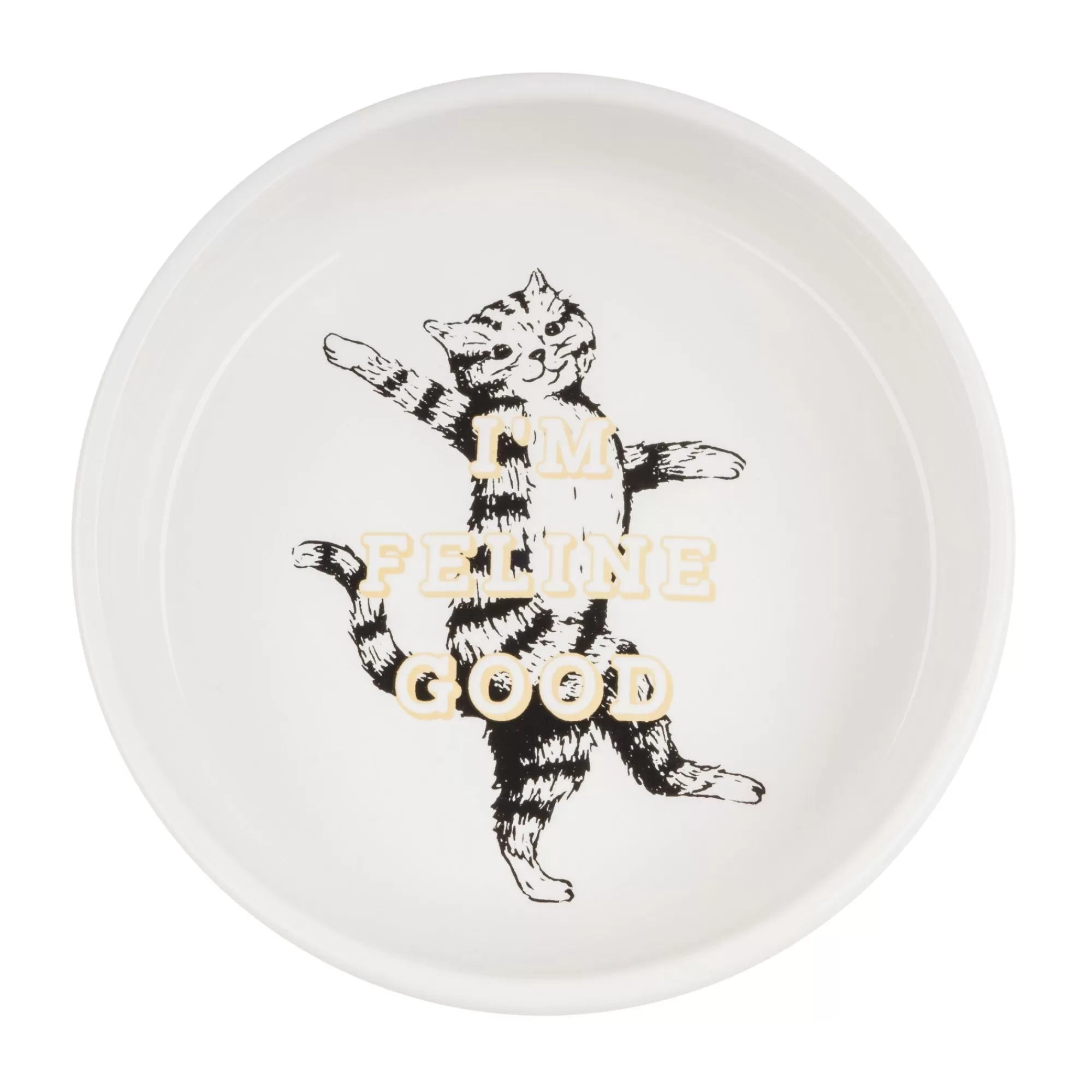 Cheap I'M Feline Good Ceramic Cat Bowl - White Bowls