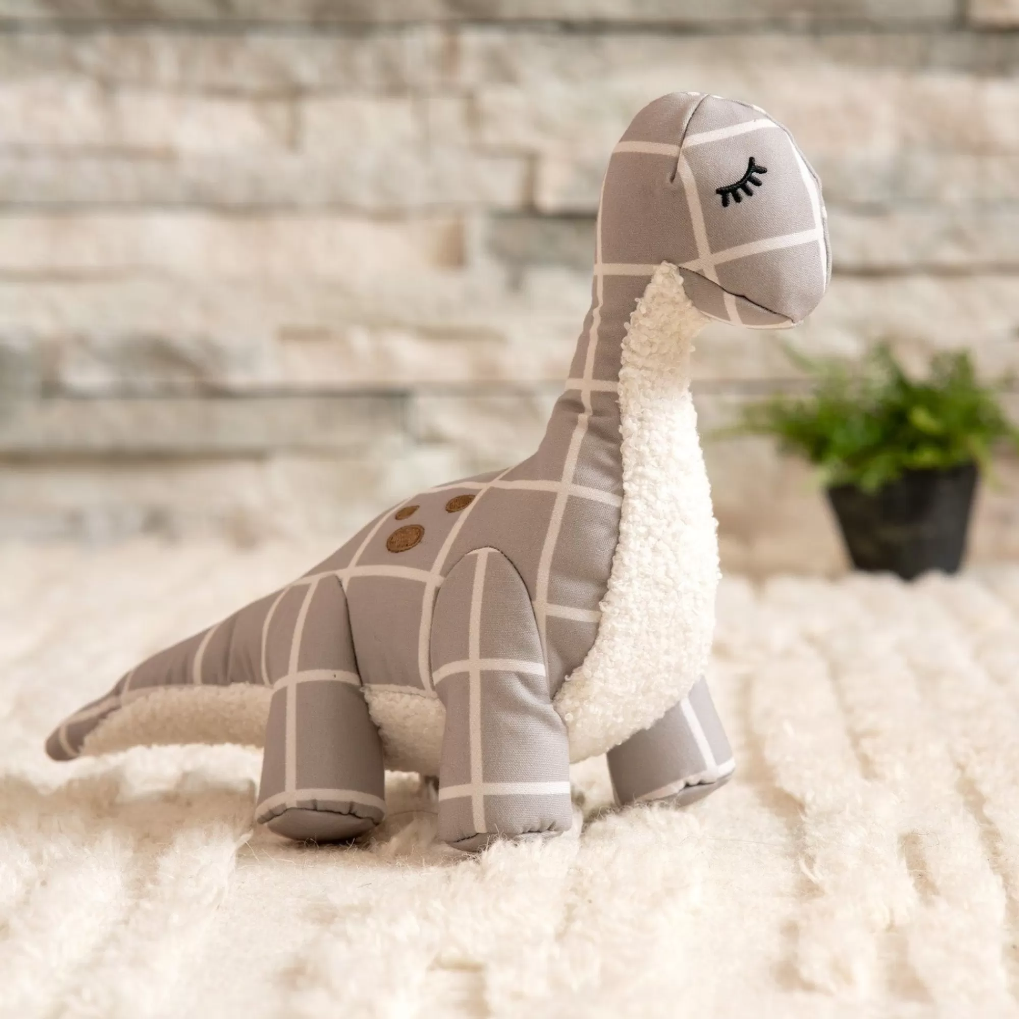 Hot Plaid Dinosaur Dog Toy Plush