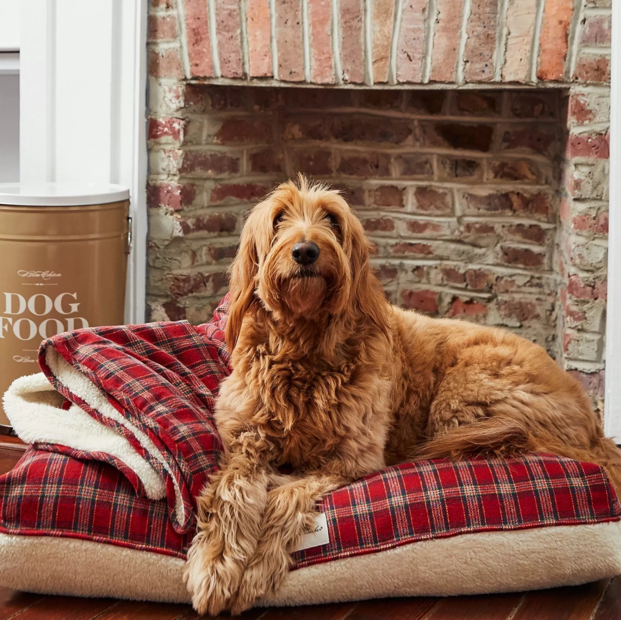 New Plaid Sherpa Rectangle Dog Bed Plaid