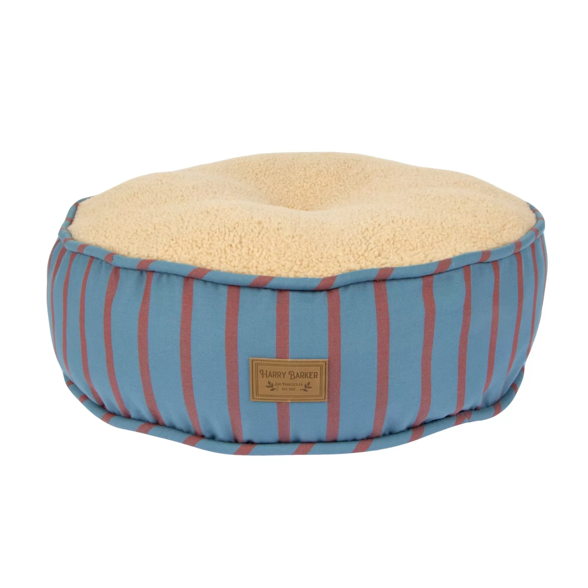 Clearance Striped Sherpa Pouf Pet Bed Striped