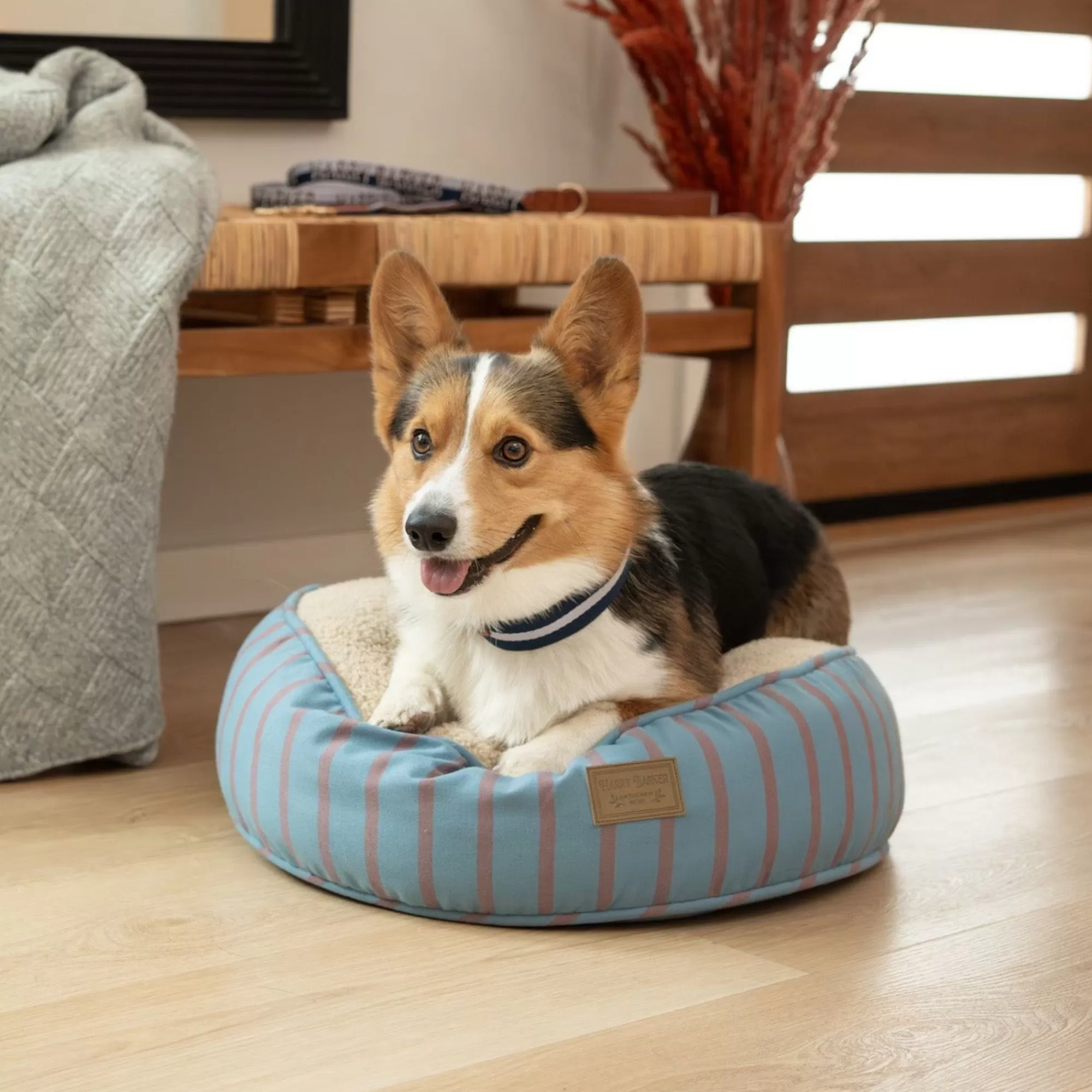 Clearance Striped Sherpa Pouf Pet Bed Striped