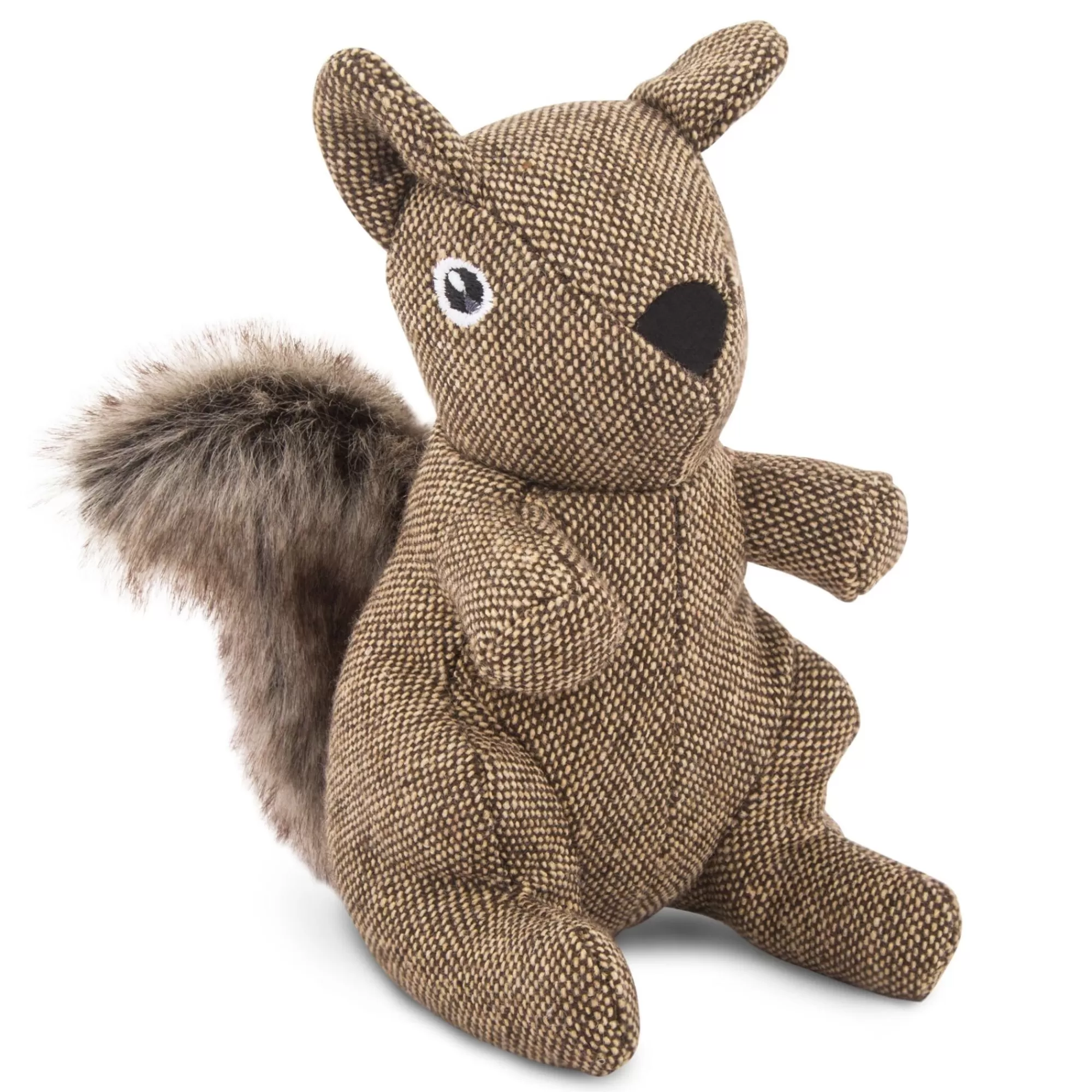 Fashion Tweed Squirrel Plush Dog Toy Soft Chewer